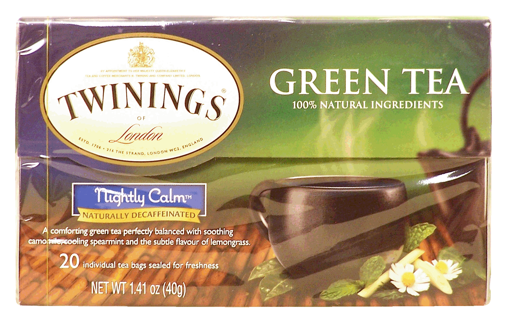 Twinings Of London Nightly Calm green tea, caffeine free, 20-tea bags Full-Size Picture